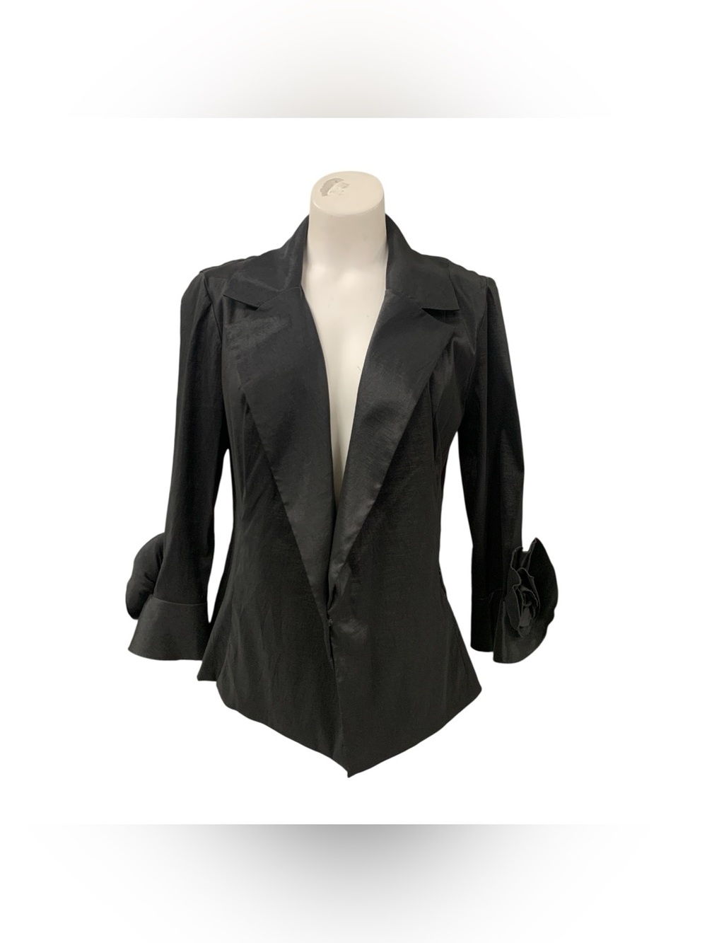Chetta B Black Tailored Blazer with Floral Sleeve Detail Size L